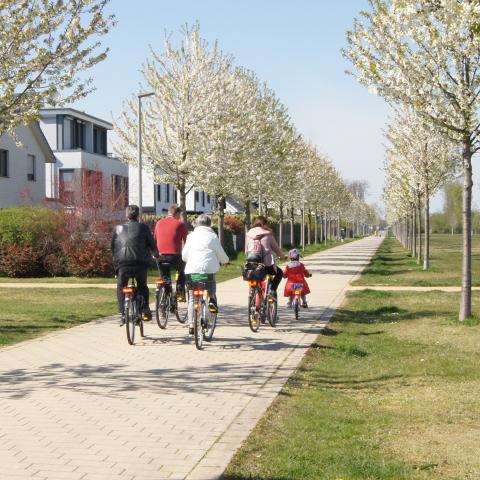 Familie bei Radtour