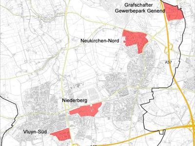 Übersichtskarte der Gewerbegebiete