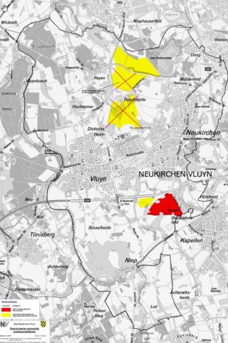 Stadtplan mit Auskiesungsflächen