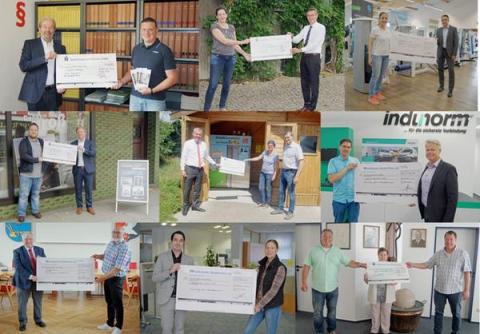Collage aus 9 Fotos mit Scheckübergaben