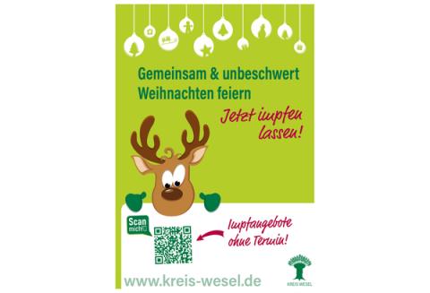 Plakat zur Impfaktion, Eyecatcher Rentier