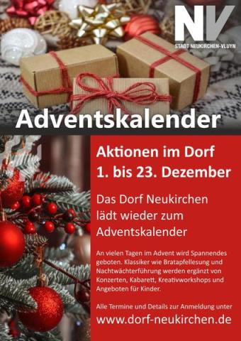Veranstaltungsplakat mit Text und Adventsmotiven