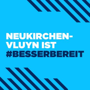 Kampagnensigne mit Schrift Neukirchen-Vluyn ist #besserbereit